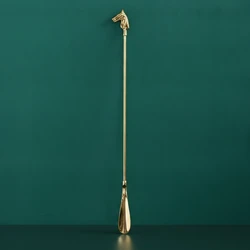 Calzador de latón con cabeza de caballo, mango decorativo