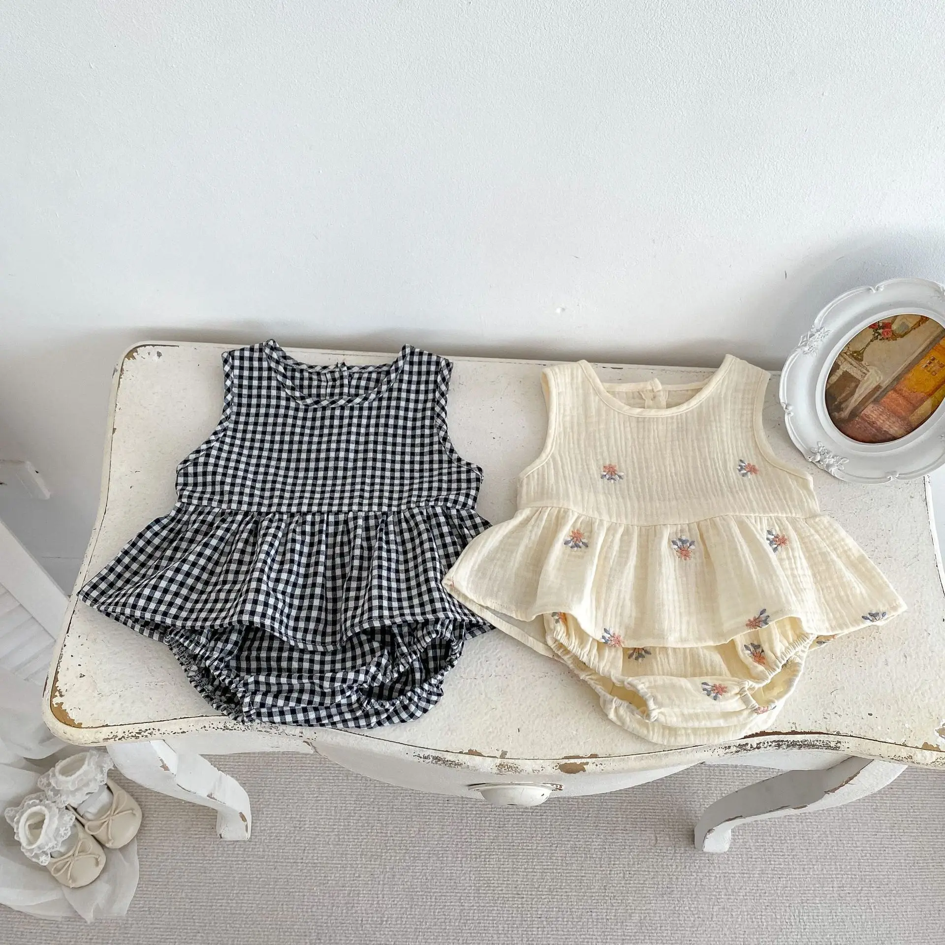 MILANCEL conjunto bebé lino algodón sudadera pantalón corto niña - imagen 5