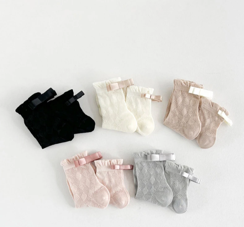 Calcetines cortos de verano para niña con lazo Jacquard