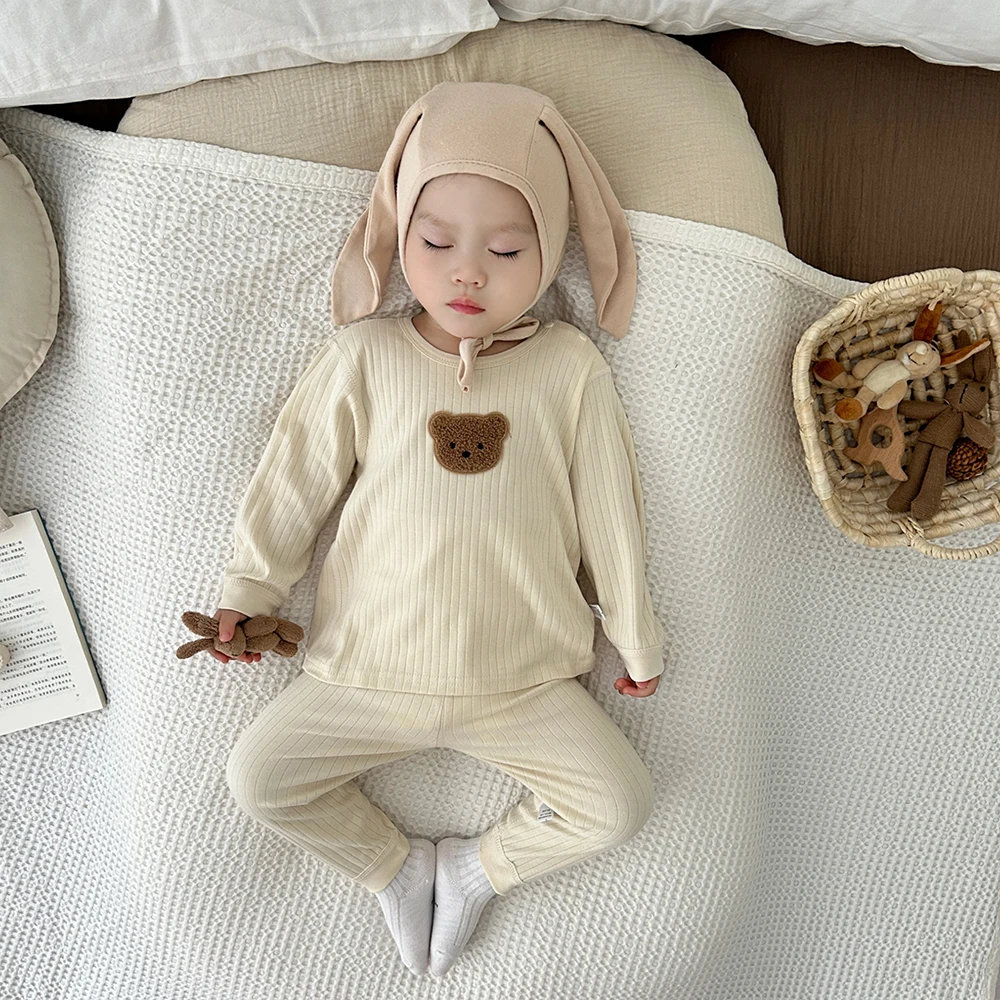 MILANCEL pijama largo de bebé de otoño con osito de dibujos