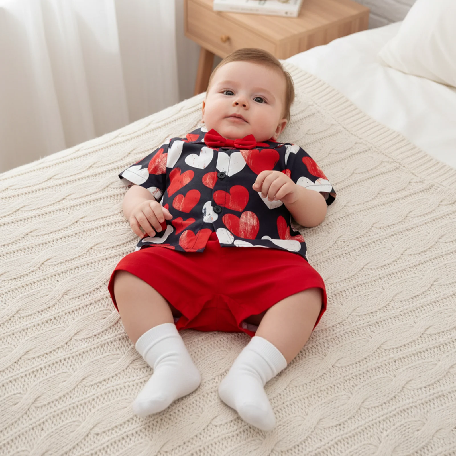 ViSgogo Conjunto bebé San Valentín con camisa corazón y pantalón corto - imagen 5