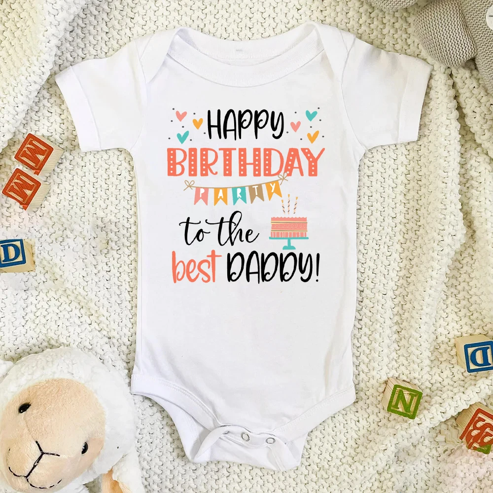 Body de bebe manga corta Feliz cumpleanos - Mejor papa Verano suave - imagen 5