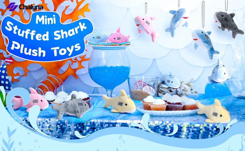 Mini tiburón de peluche con cadena para colgar