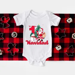 Pelele bebé manga corta con estampado de Papá Noel para Navidad