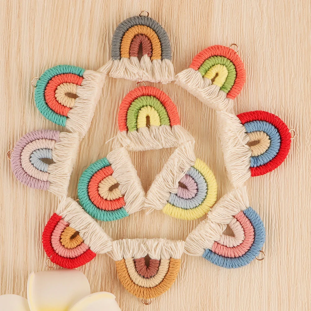 Colgante de borlas arcoíris tejido para accesorios de pelo y llavero - imagen 2