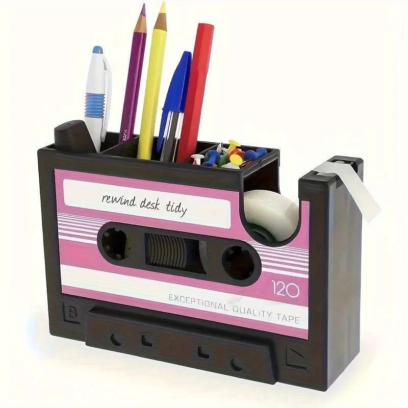 Portalápices infantil retro con organizador de cassettes - imagen 3