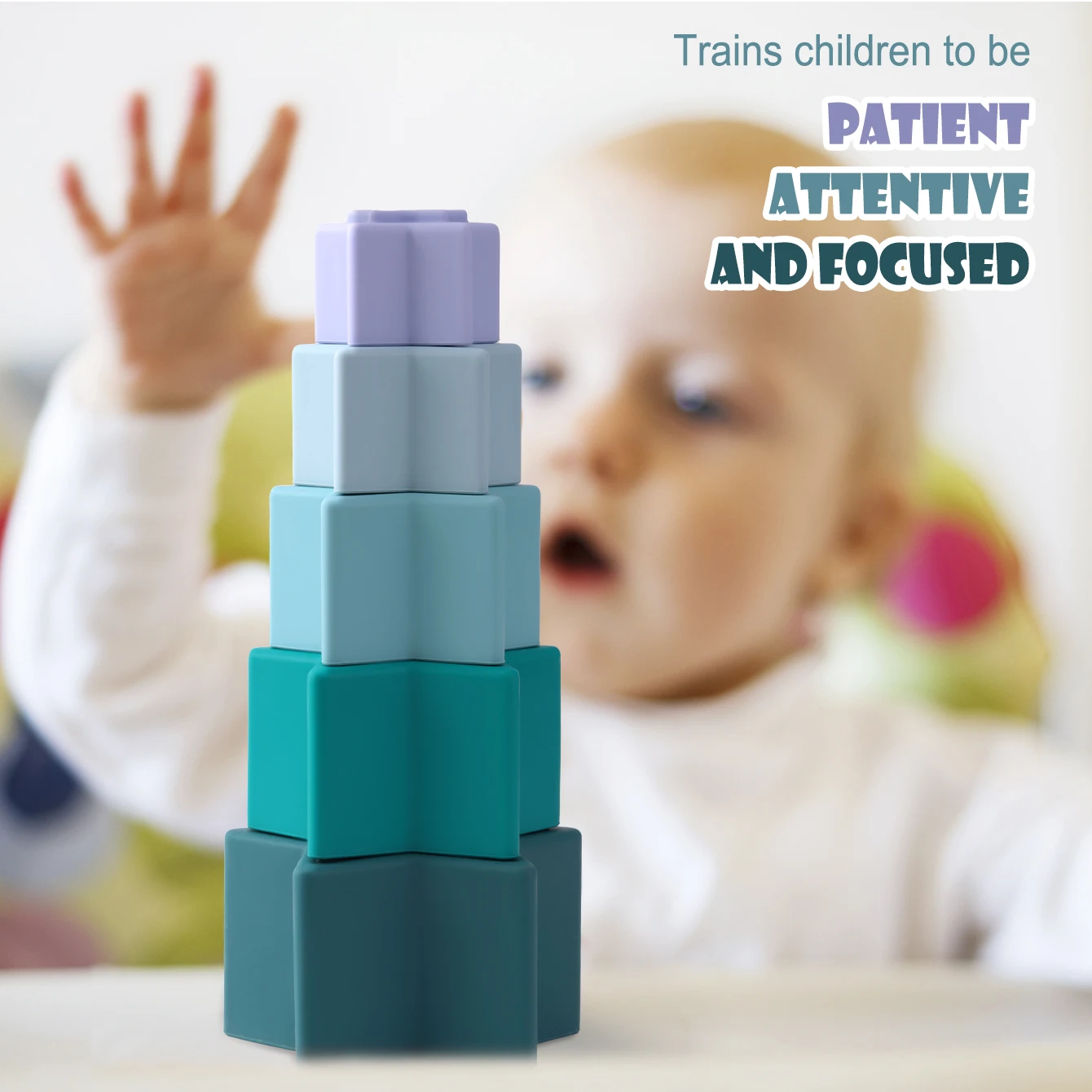 Bloques apilables de silicona sensorial Montessori para niños - imagen 4