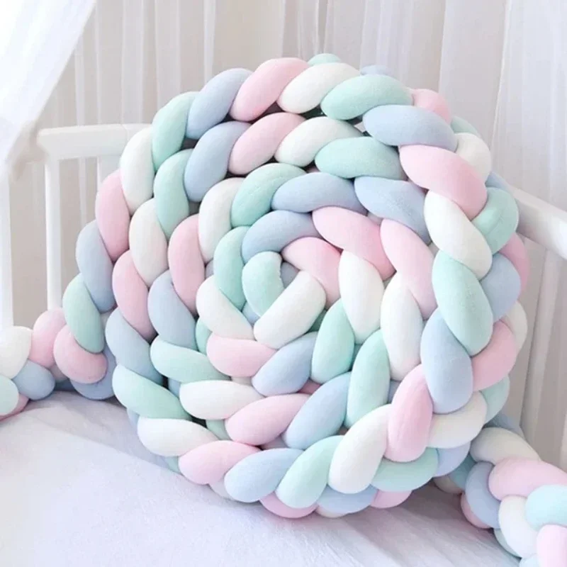Parachoques para cuna de bebé trenzado con nudo de algodón - imagen 2