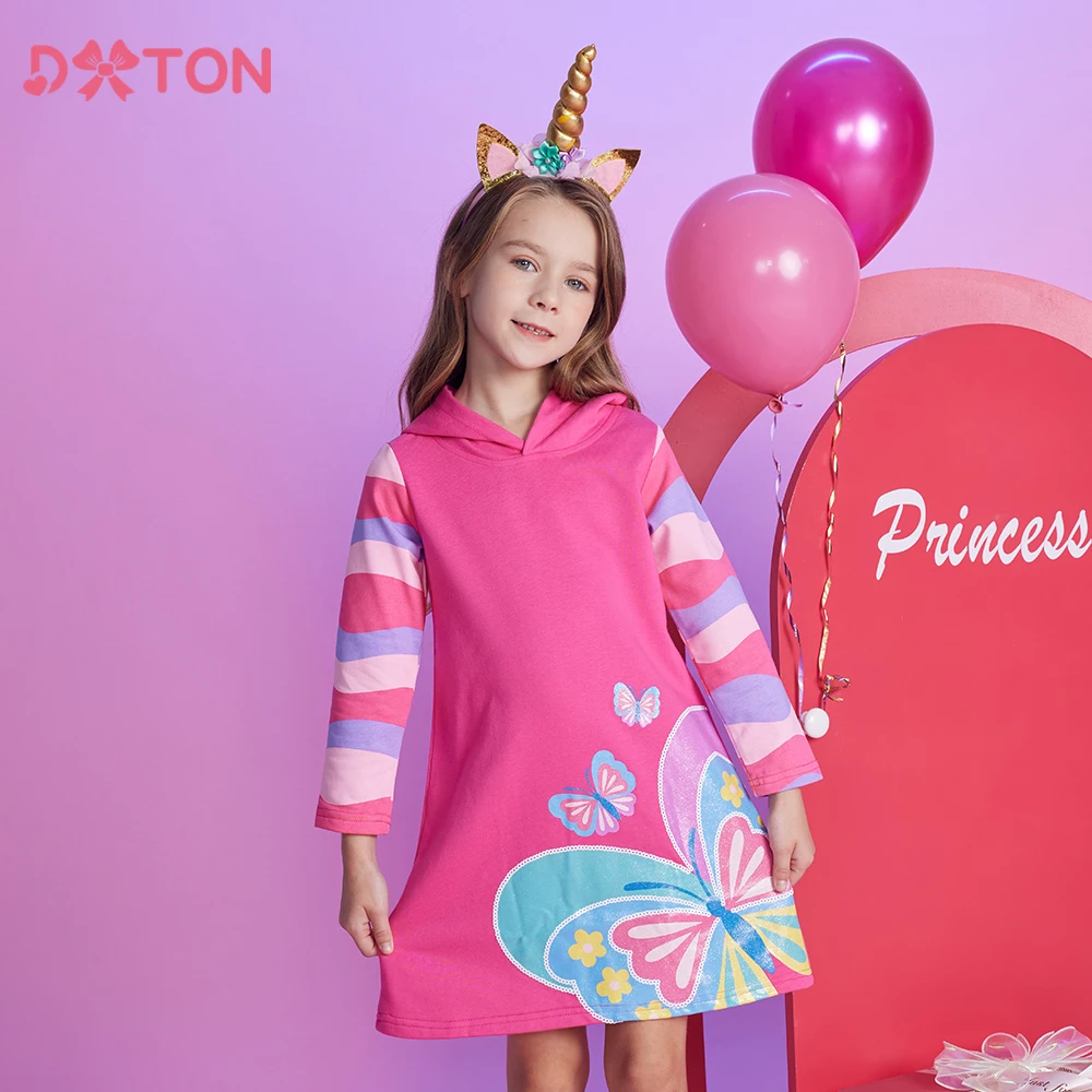 DXTON conjunto infantil de algodón con sudadera y vestido mariposa - imagen 2