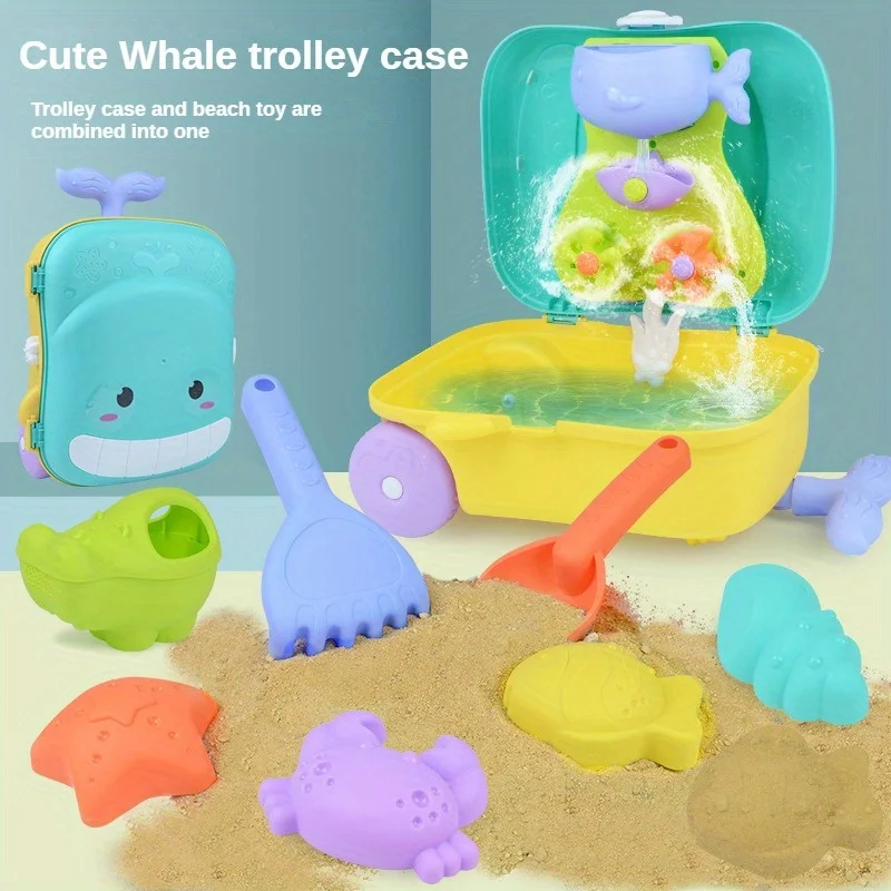 Set juguetes de playa con rueda, moldes y regadera para niños - imagen 2
