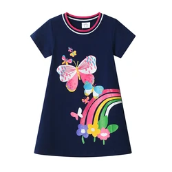 DXTON vestido de verano en algodón con estampado floral para niñas