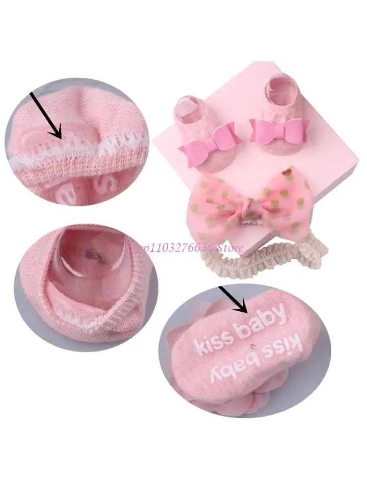 Conjunto bebé: turbante con lazo de encaje y calcetines antideslizantes - imagen 2