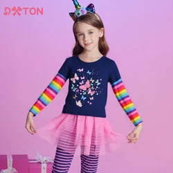 DXTON camisetas de mariposas para niñas, manga arcoíris