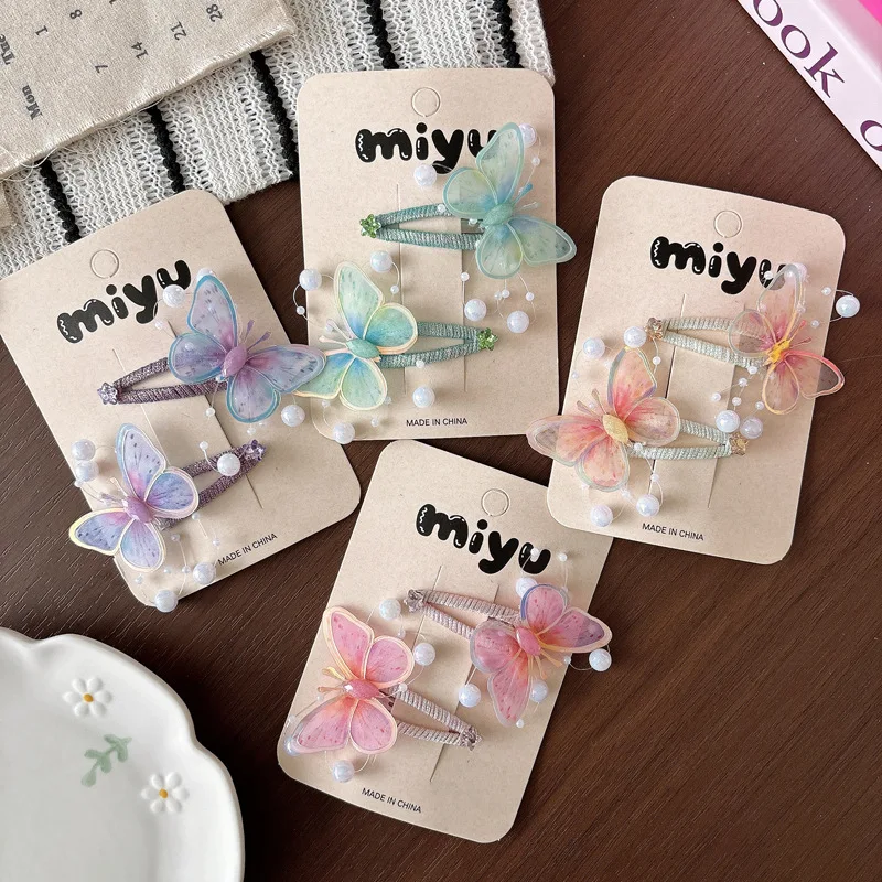 Pinzas para el cabello mariposa en relieve, versátiles y dulces niñas