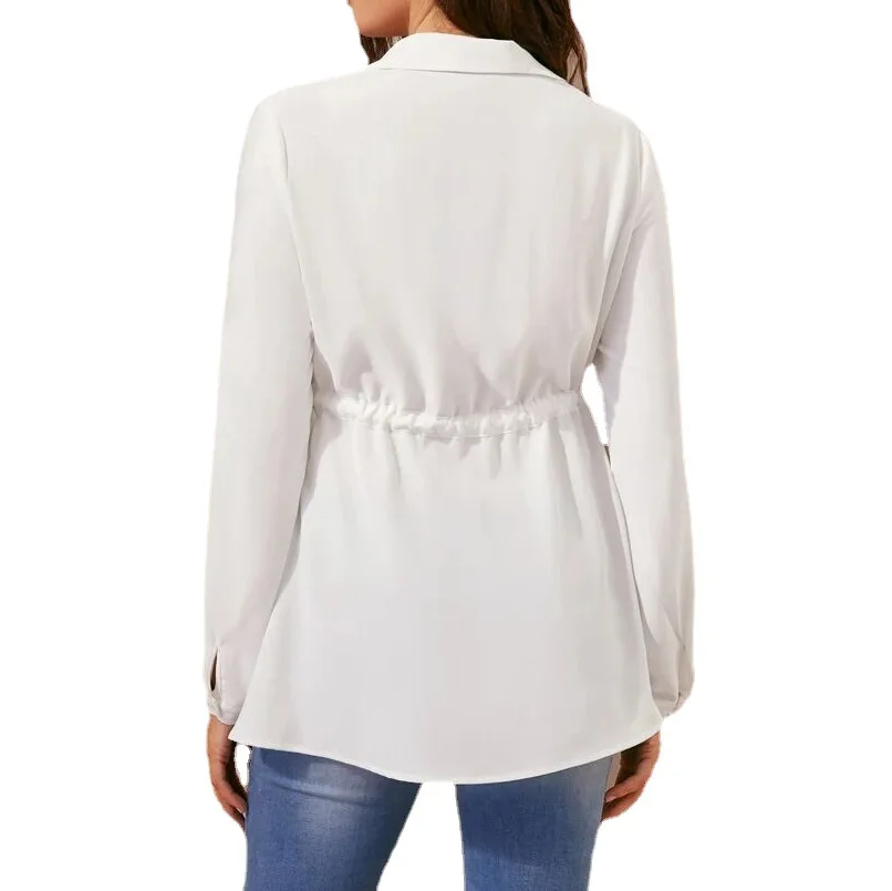 Blusa premamá holgada y transpirable – Camisa elegante de color liso - imagen 2