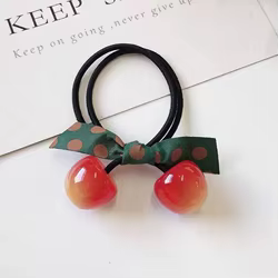 Anillo de cuero cereza para pelo infantil – diseño exclusivo