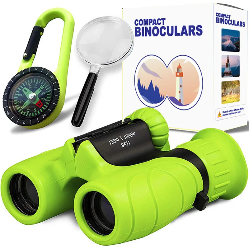 Binoculares 8x para niños - Set lupa, brújula y telescopio infantil