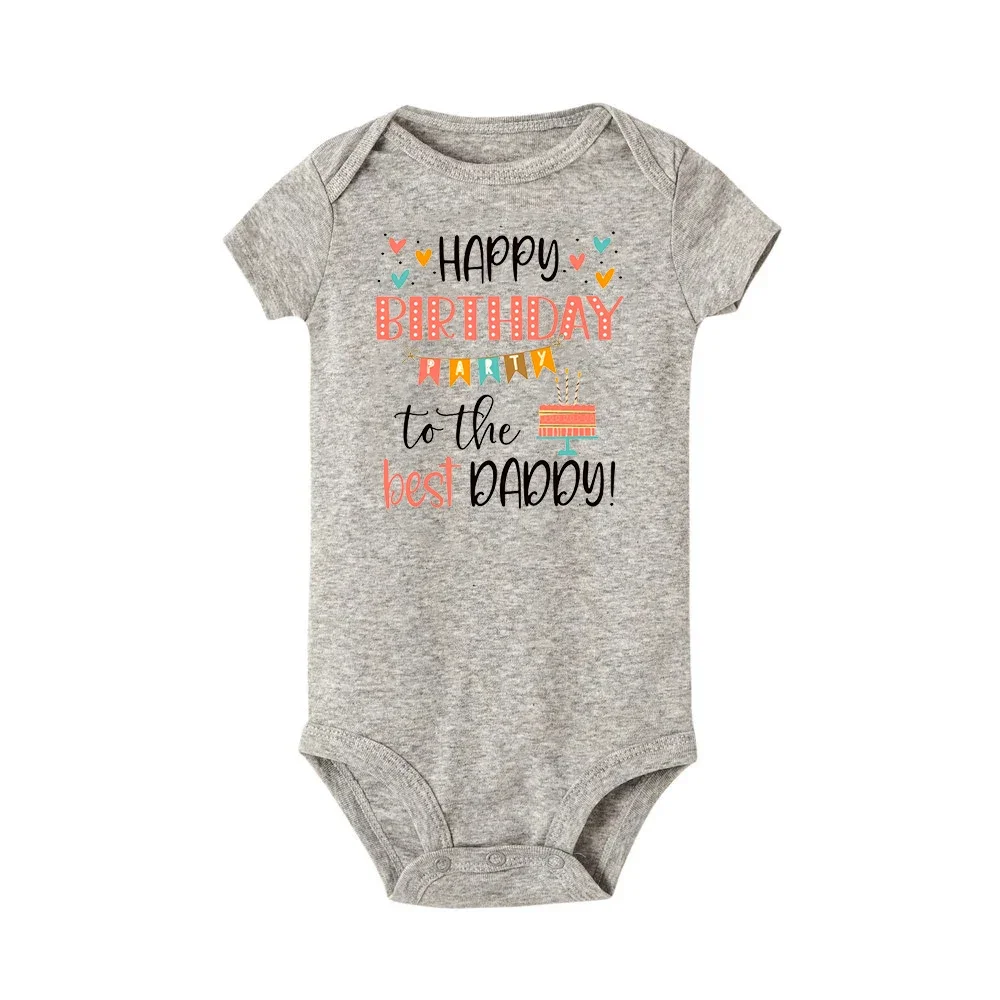 Body de bebe manga corta Feliz cumpleanos - Mejor papa Verano suave - imagen 2