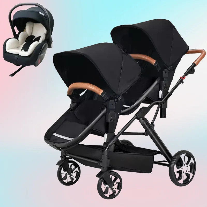 Cochecito gemelar plegable en configuración lado a lado - imagen 2