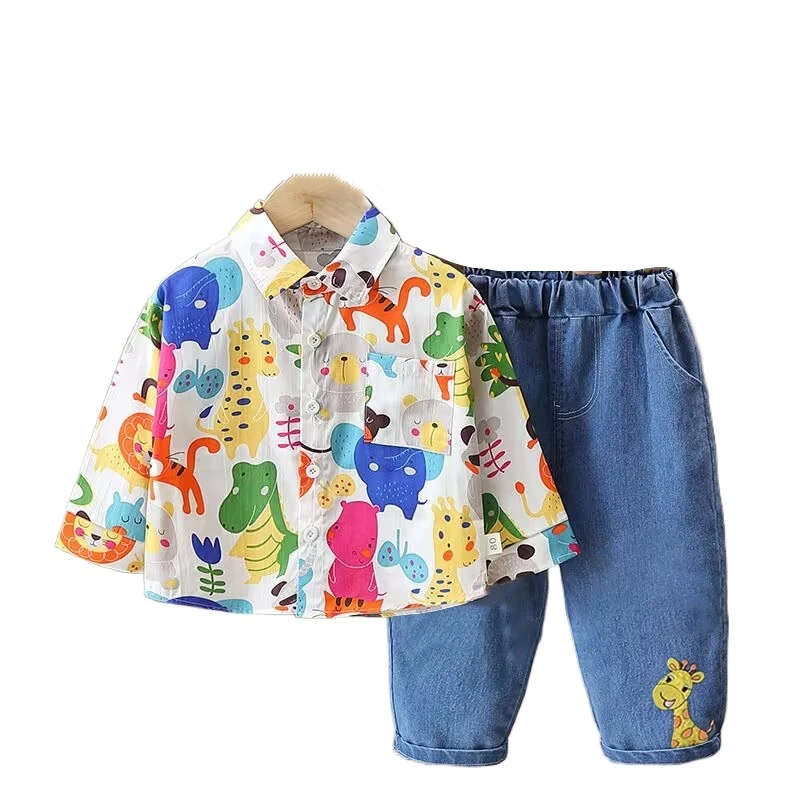 Conjunto infantil primavera-otoño: camisa manga larga y pants de algodón - imagen 4