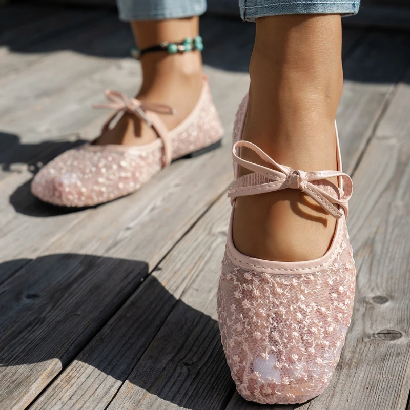 Zapatos Mary Jane de encaje con suela suave para mujer - imagen 5