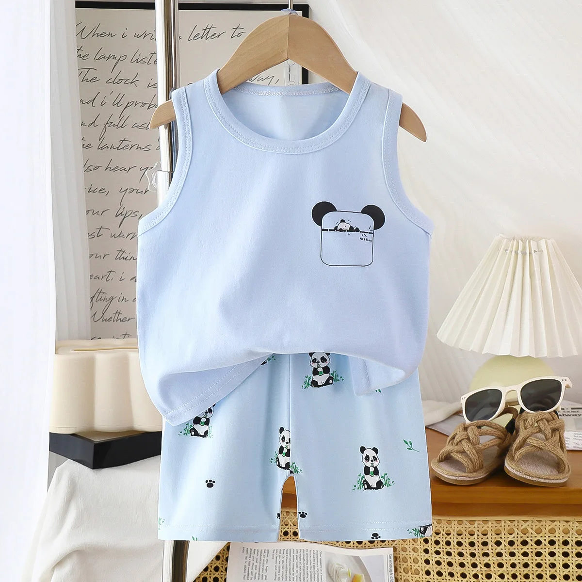 Conjunto chaleco niño de algodón transpirable manga corta verano - imagen 2
