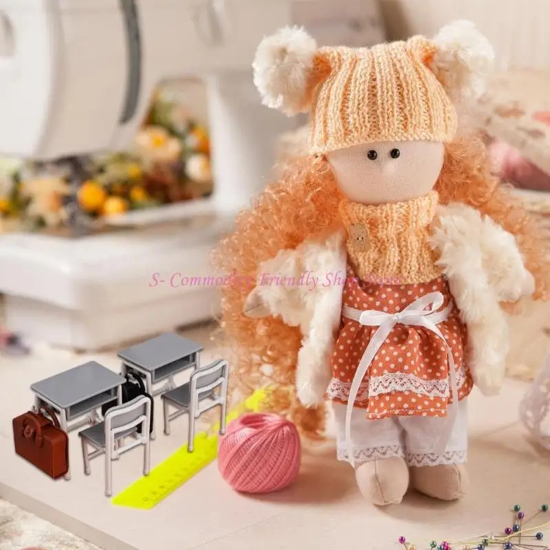 Accesorios escolares para casas de muñecas: silla y bolso - imagen 4