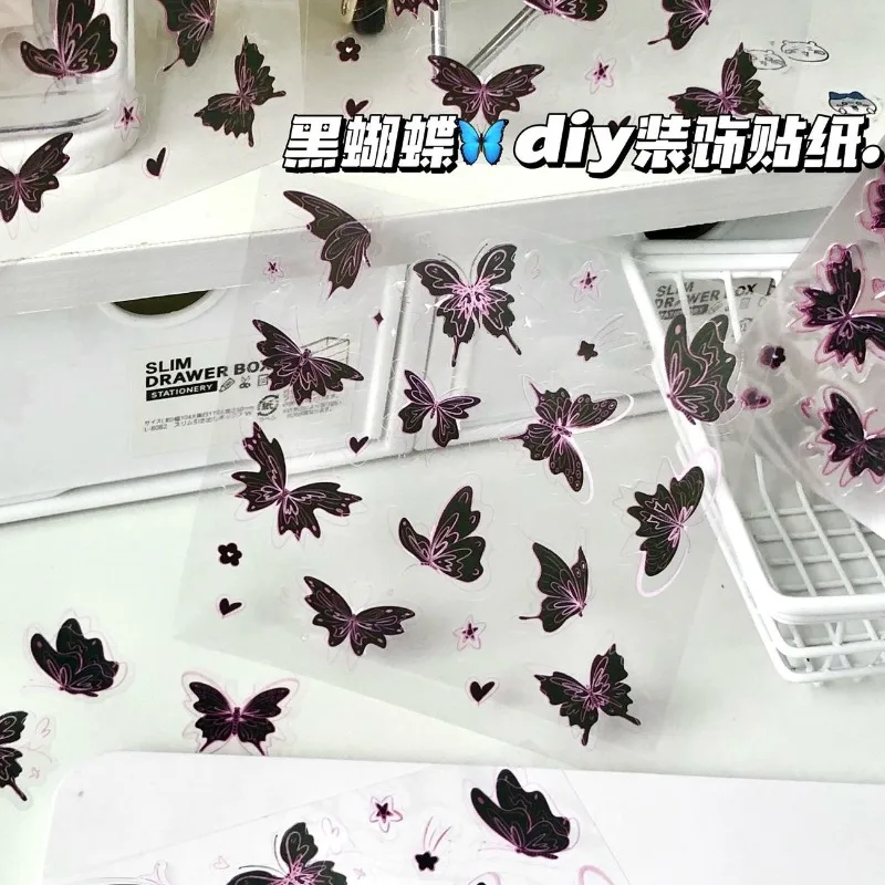 Pack de pegatinas mariposa decorativas para niños – DIY rosa y negro - imagen 3