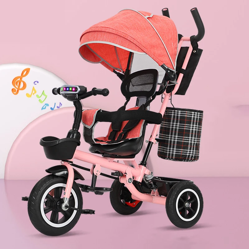 Triciclo evolutivo plegable con asiento giratorio y música para bebé - imagen 3