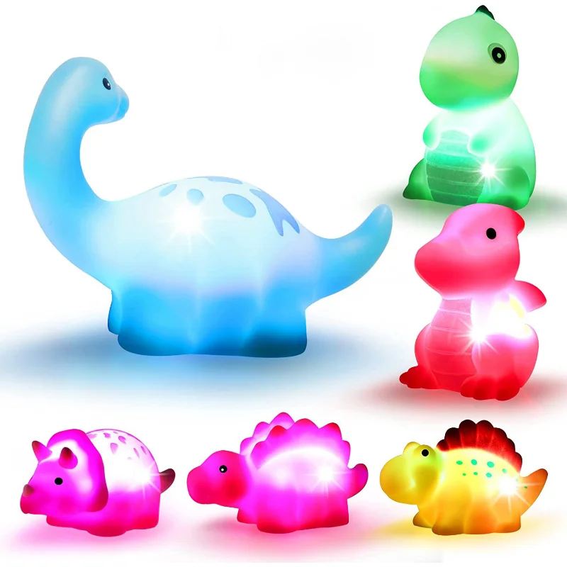 Juguete de baño dinosaurio flotante con luz LED para bebé unisex - imagen 5