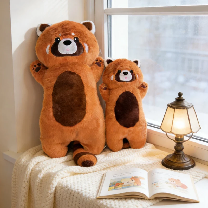 Almohada de peluche mapache rojo realista suave para regalo infantil - imagen 3