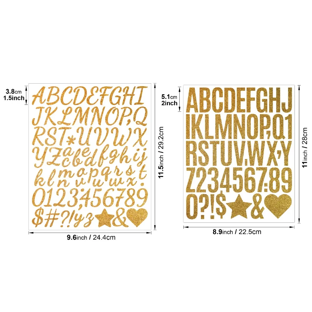 Pegatinas de letras con brillantina dorada y estrellas para decoración - imagen 5