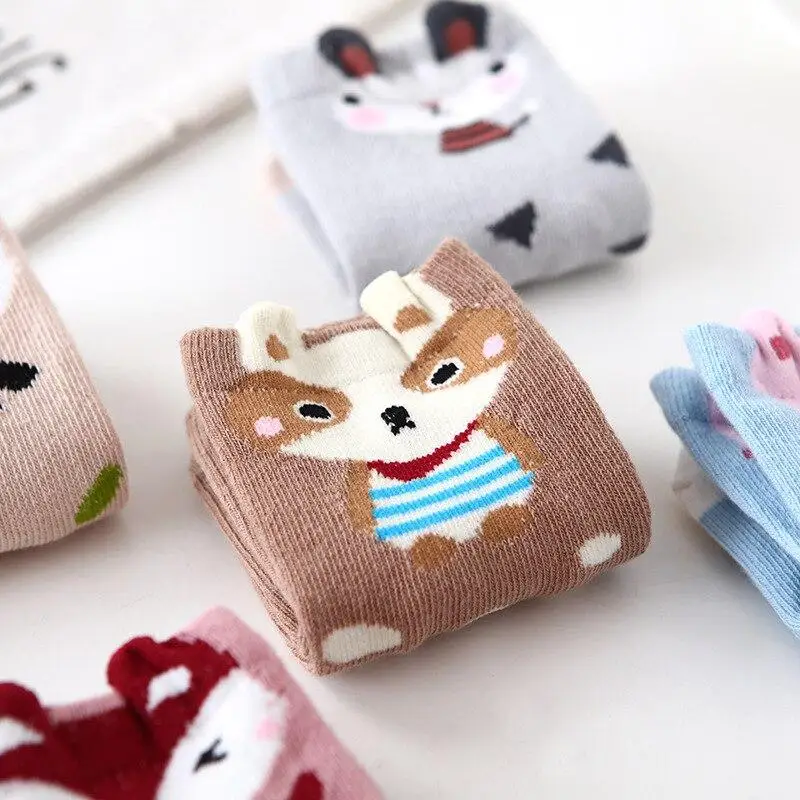 Calcetines de algodón para bebé con animales, primavera y verano