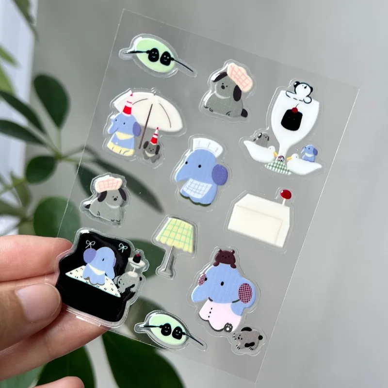 Pegatinas elefante 3D transparentes para manualidades infantiles