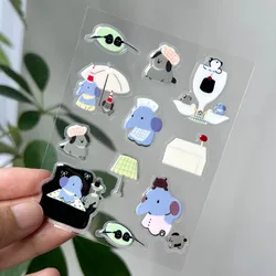 Pegatinas elefante 3D transparentes para manualidades infantiles