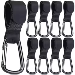 Gancho para cochecito de aluminio con clip organizador y bolsa pañales