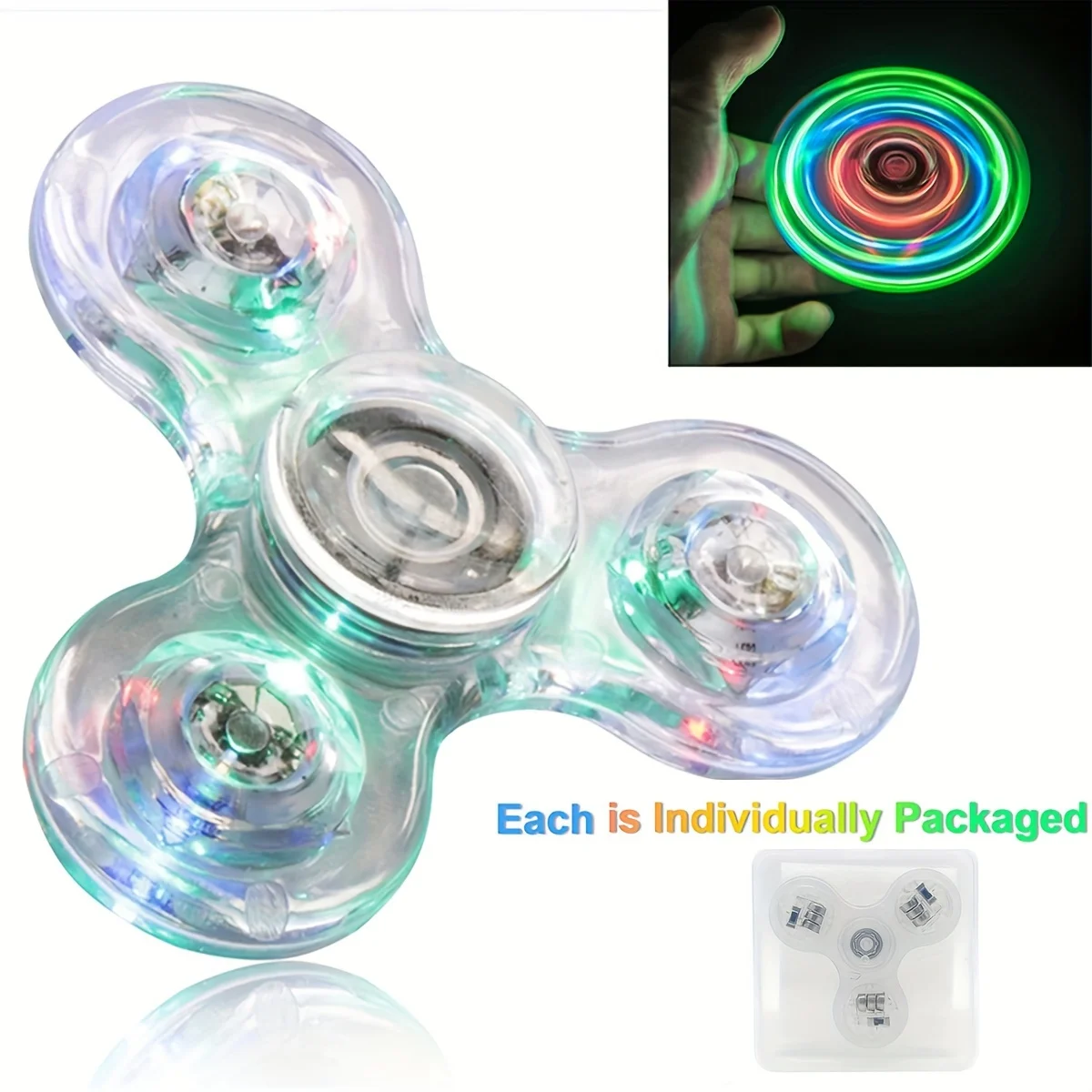 Fidget spinner con luz LED para aliviar el estrés, brilla en la oscuridad - imagen 3