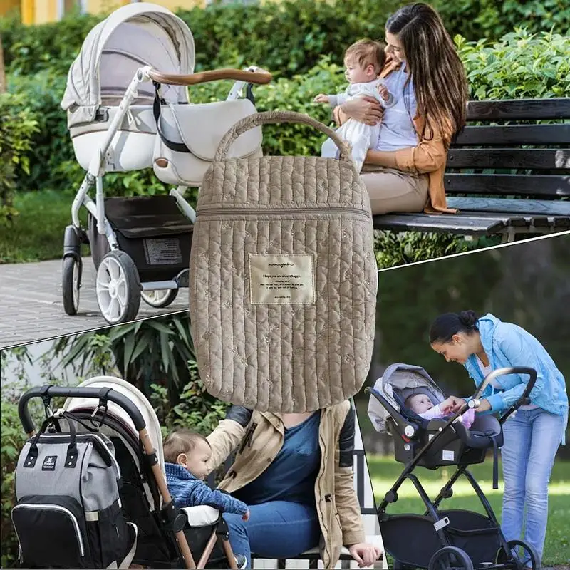Bolsa de pañales acolchada en algodón para guardería portátil - imagen 4