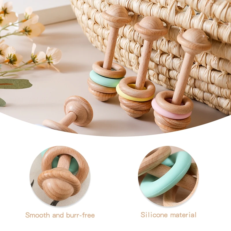 Pulsera de cuentas de ganchillo de madera