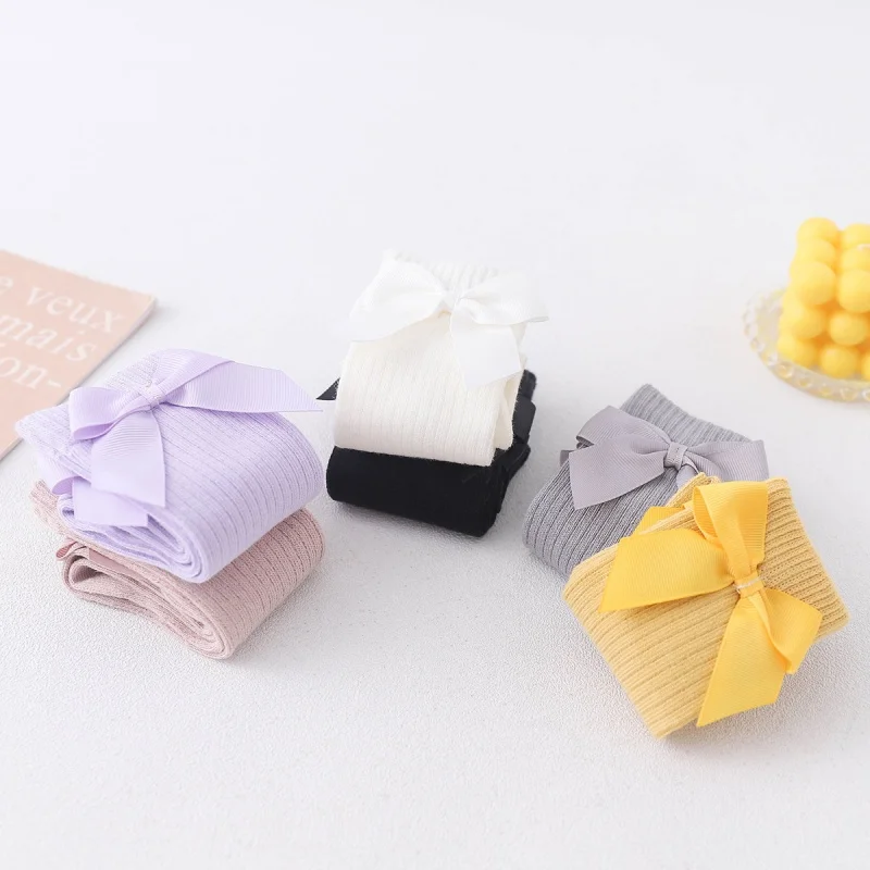 Calcetines altos de algodón con lazos para niña estilo princesa - imagen 4