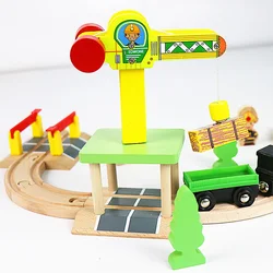 Accesorios de vías de tren de madera con puente y túnel
