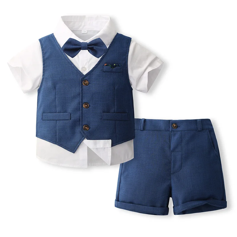 Conjunto de verano de niño pequeño con chaleco y corbata - imagen 5