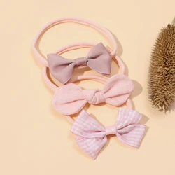 Diadema bebé princesa rosa con lazo de cinta elástico