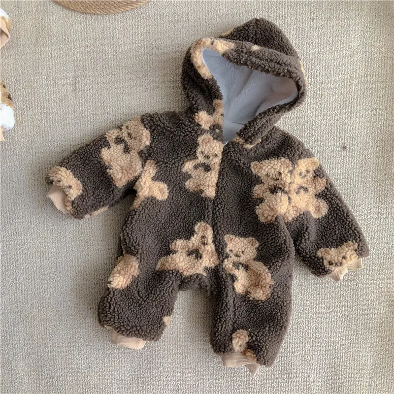 Somenie pelele con capucha de forro polar para bebés otoño/invierno - imagen 5