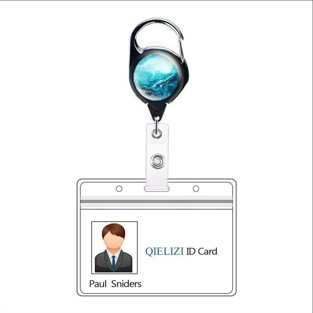 Porta credenciales retratil con clip - Llavero metalico seguro - imagen 3