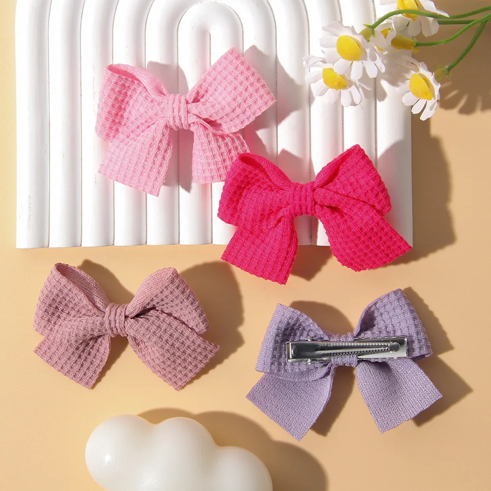 Pinzas para el pelo con lazo de tela macaron para niñas - imagen 3