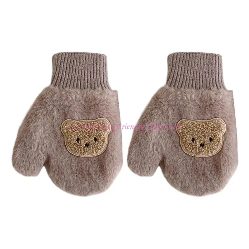 Manoplas de invierno antideslizantes con cuerda y dibujos de oso - imagen 2