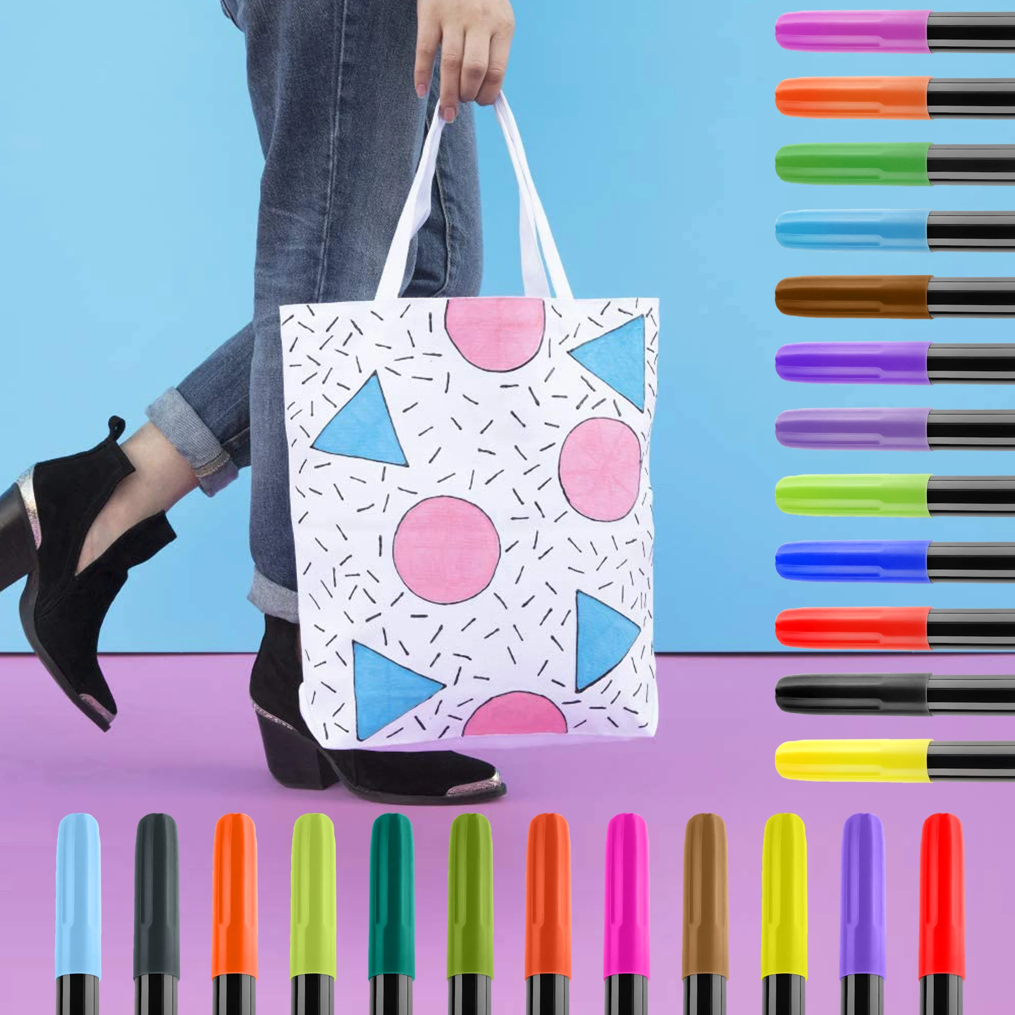 Rotuladores de tela 24 colores – Impermeables y lavables - imagen 4