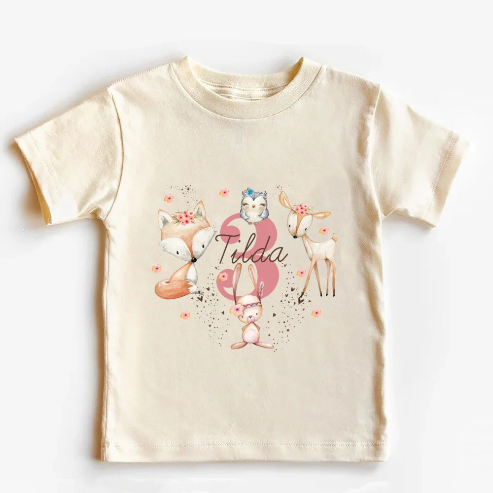 Camiseta de algodón con animales del bosque para niño – Diseño regalo cumpleaños - imagen 5