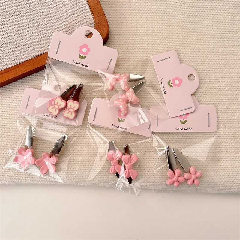 Pinza para el pelo estilo coreano con lazo floral rosa - imagen 3
